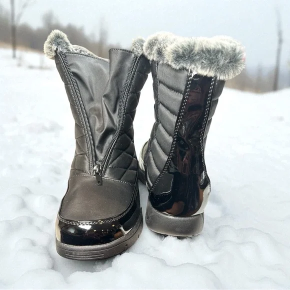 Weatherproof Esther Black Fur Lined Boots Sz 9 Brand New In Box - Picture 5 of 10